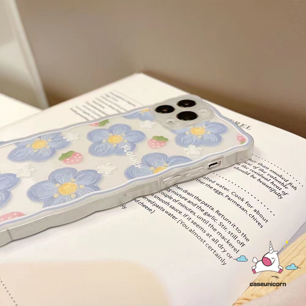 Soft Case Bahan Tpu Motif Bunga Strawberry Untuk iPhone 11 13 12 Pro Max 7 8 6 6s Plus X XR XS Max SE 2020
