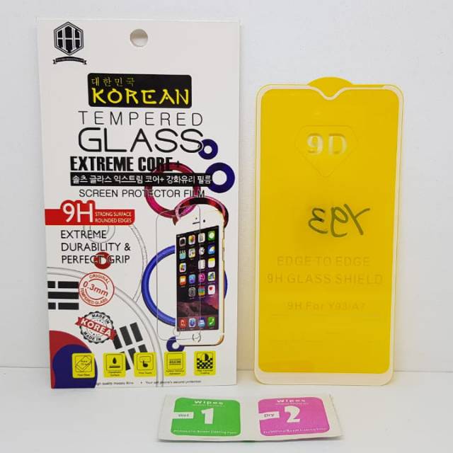 KOREAN Tempered Glass Vivo Y93 6.2 inchi FULL SCREEN Guard TG 5D Vivo Y95 FULL GLUE Anti Gores Kaca