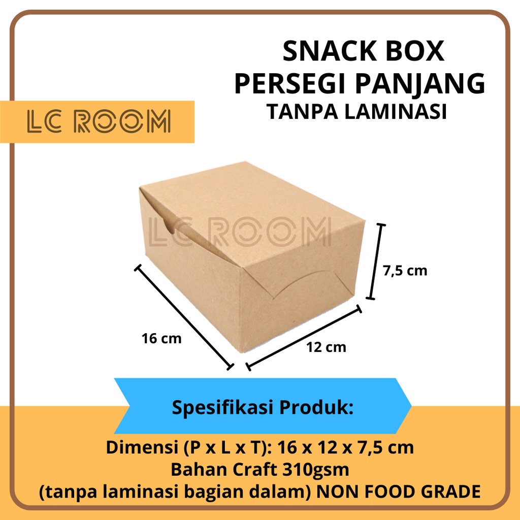 Paper Box Kraft Coklat Box Tahu Croffle Gorengan Tanpa Laminasi ukuran 16 12 7,5cm Dus Catering Keci