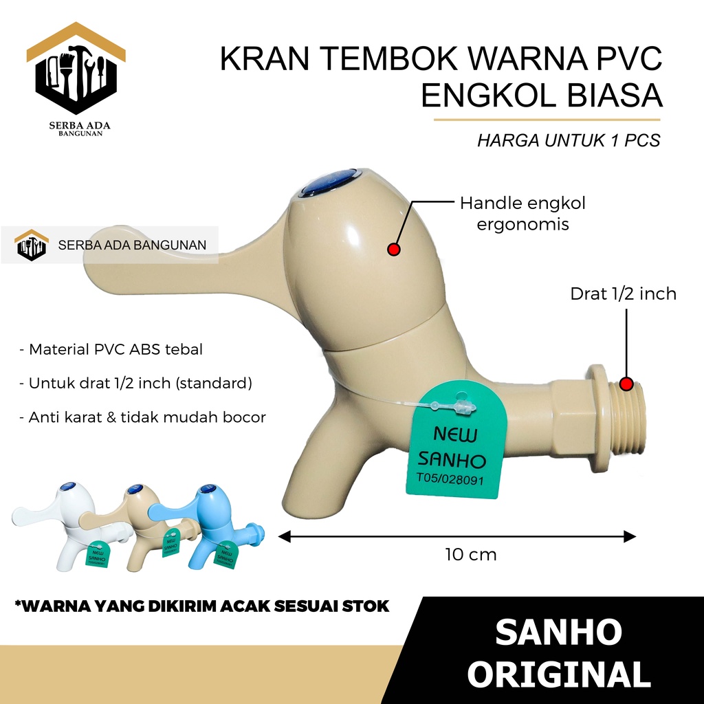 KRAN KERAN AIR PLASTIK NEW SANHO 1/2&quot; 3 WARNA - ORIGINAL 100% HIGH QUALITY TEBAL PREMIUM