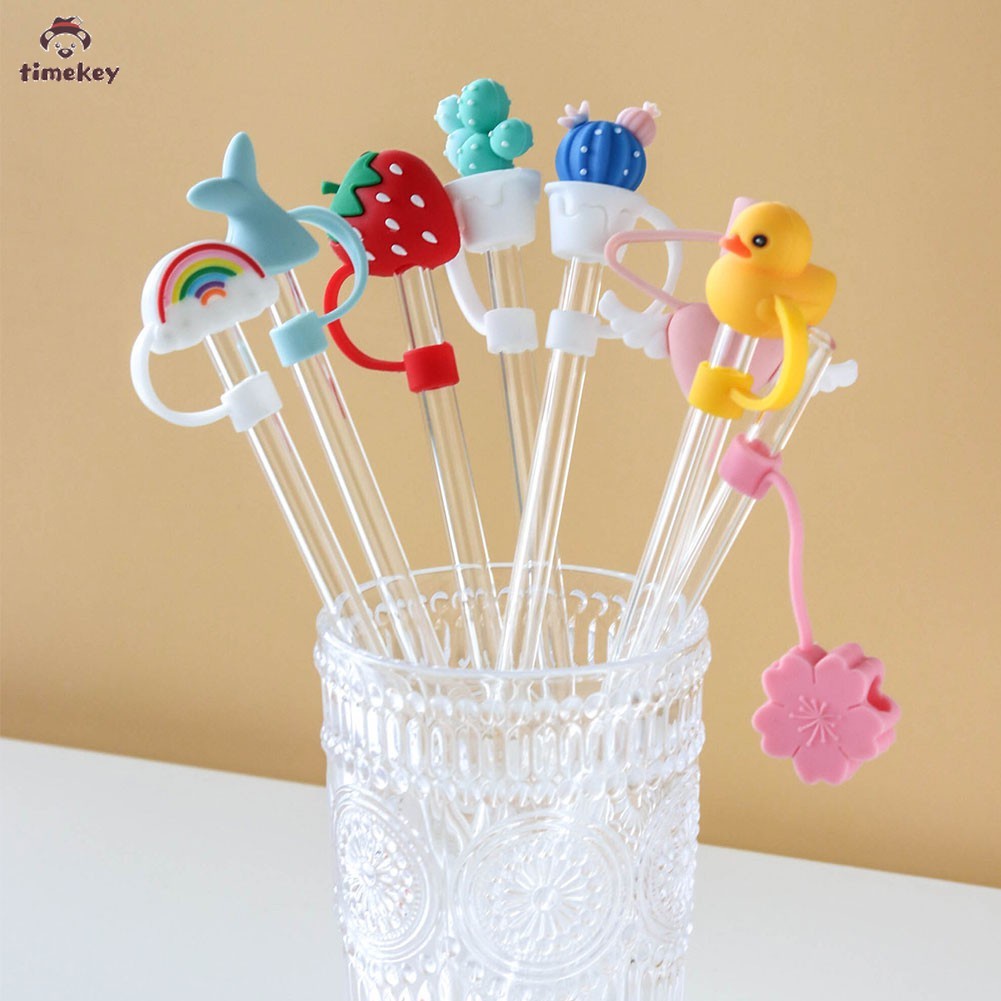 【TK】Cute Cartoon Straw Silicone Plug Resuable Anti-Dust Cap for Straws Glass Straw Stainless Steel Staw Tips Bottle Accessories