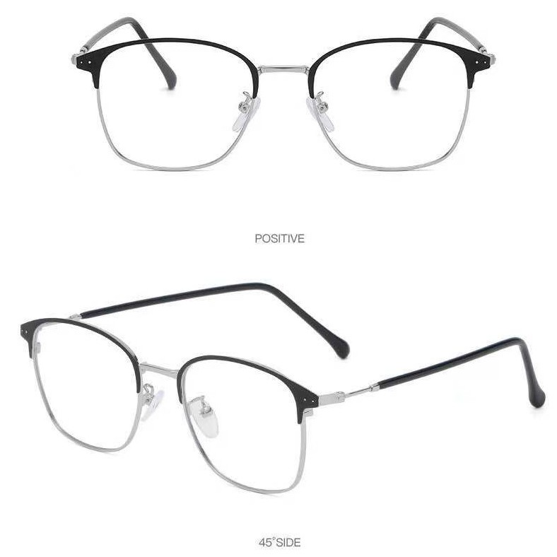 2 In 1 Kacamata lensa photocromic anti radiasi wanita pria kacamata bingkai Titanium komputer Anti UV   fotocromic #61-PC-61 Silver