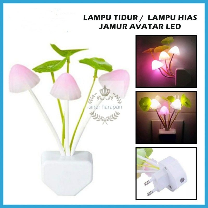 Lampu Tidur Jamur Avatar Sensor Mushroom Lamp LED Night Lampu Hias Kamar Colokan Dinding Warna Unik