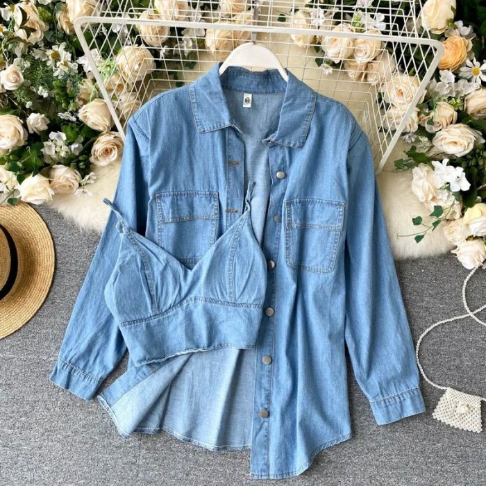 Baju Setelan Wanita Dewasa Import Kekinian Terbaru 2021 Stelan Mu AB282 Set Hem Lunatic Birumuda [