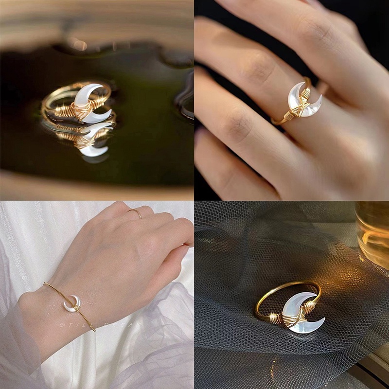 Cincin Desain Bulan Fritillary Gaya Klasik Untuk Wanita