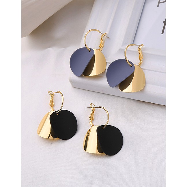 LRC Anting Tusuk Fashion Black Geometric Drops S925 Sterling Silver Earrings D17361