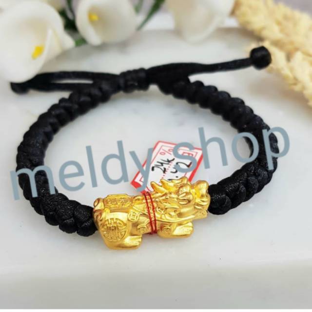 Gelang Tali Cina Sutra Baby Naga Jilin Pixiu Emas Hongkong Hk 24 Karat Asli Shopee Indonesia