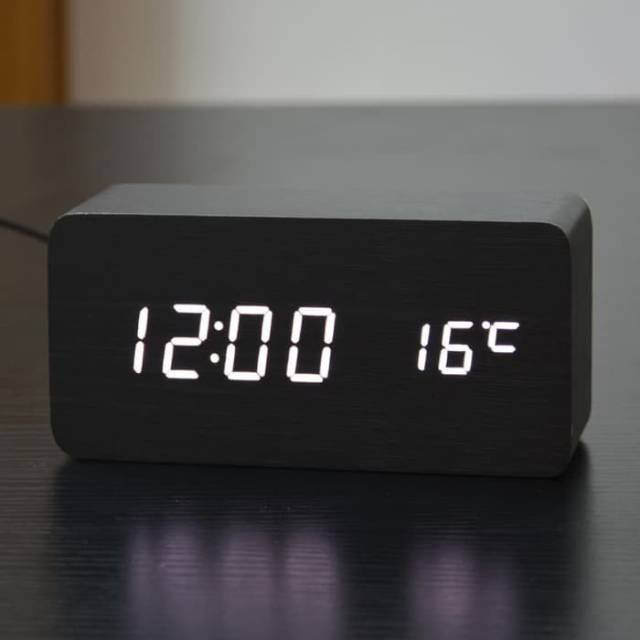 Jam Digital Kayu LED Weker / Digital Wood Alarm LED Clock