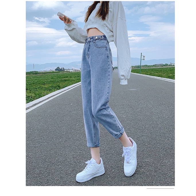 [CLEARANCE SALE] JEANS  BOYFRIEND CELANA WANITA CEWEK HIGHWAIST PANJANG BAGGY DENIM HW KULOT MX865