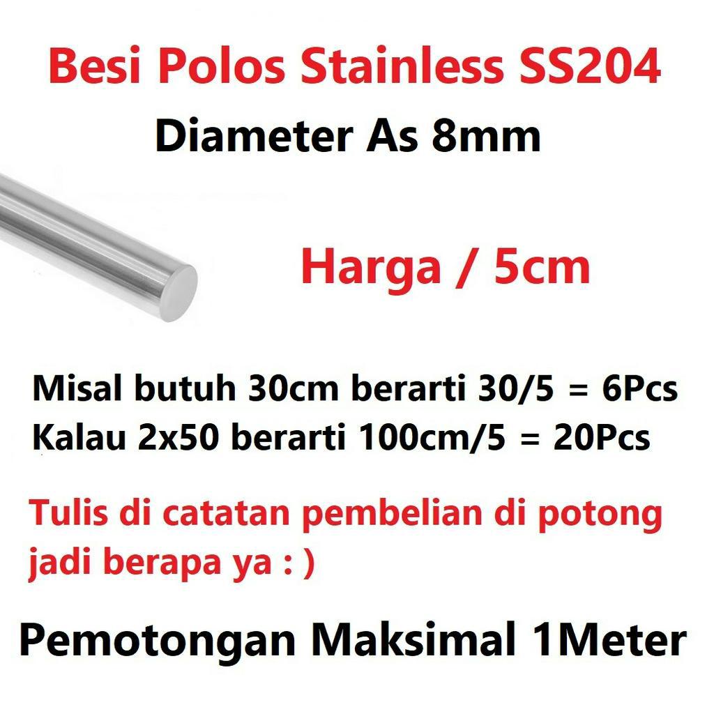 [HAEBOT] Besi Polos Linear Shaft As 8mm Stainless Steel CNC 3D Printer Smooth Rod Harga 5cm SS 204 Mekanik Part Slider Batang