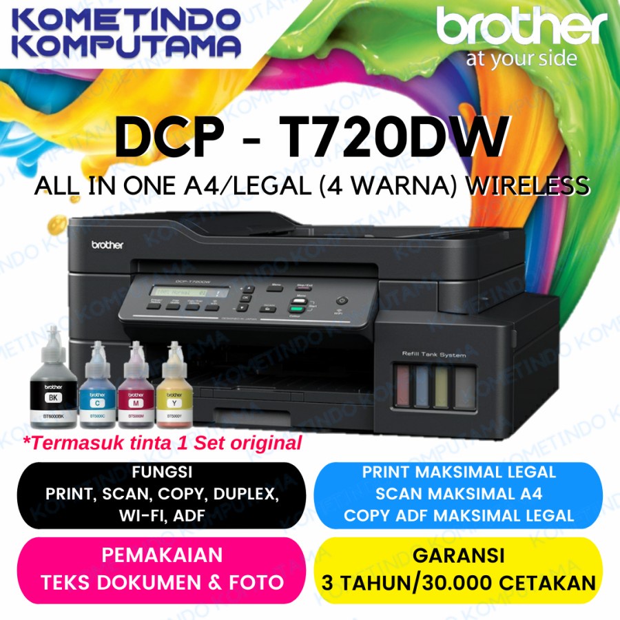 Brother Printer Ink Tank DCP-T720DW Print Scan Copy Duplex ADF Wi-Fi GARANSI RESMI T720