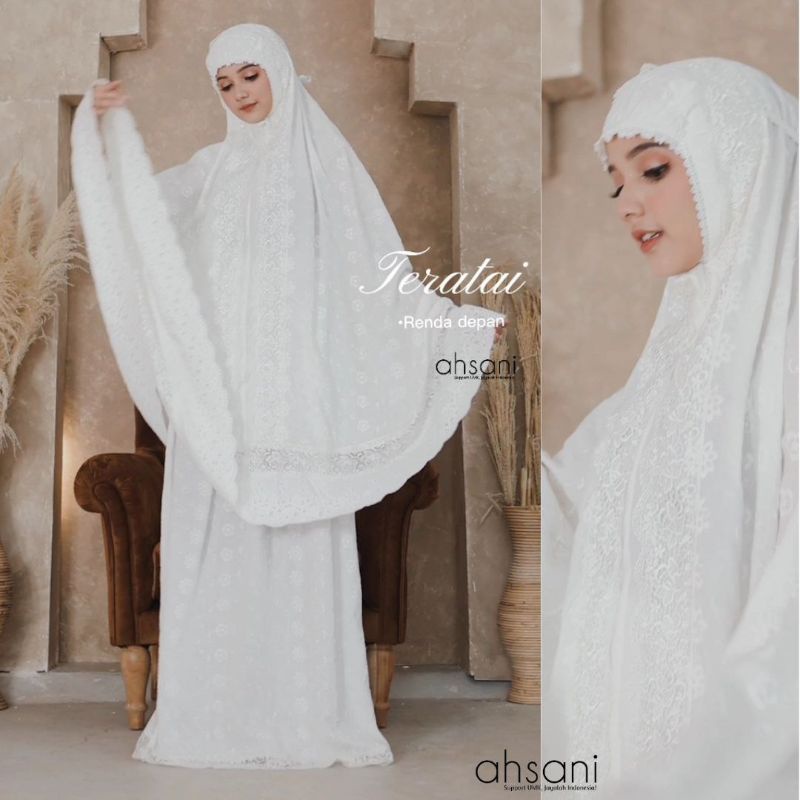 MUKENA RENDA PUTIH MUKENA PARIS ORI AHSANI -TERATAI