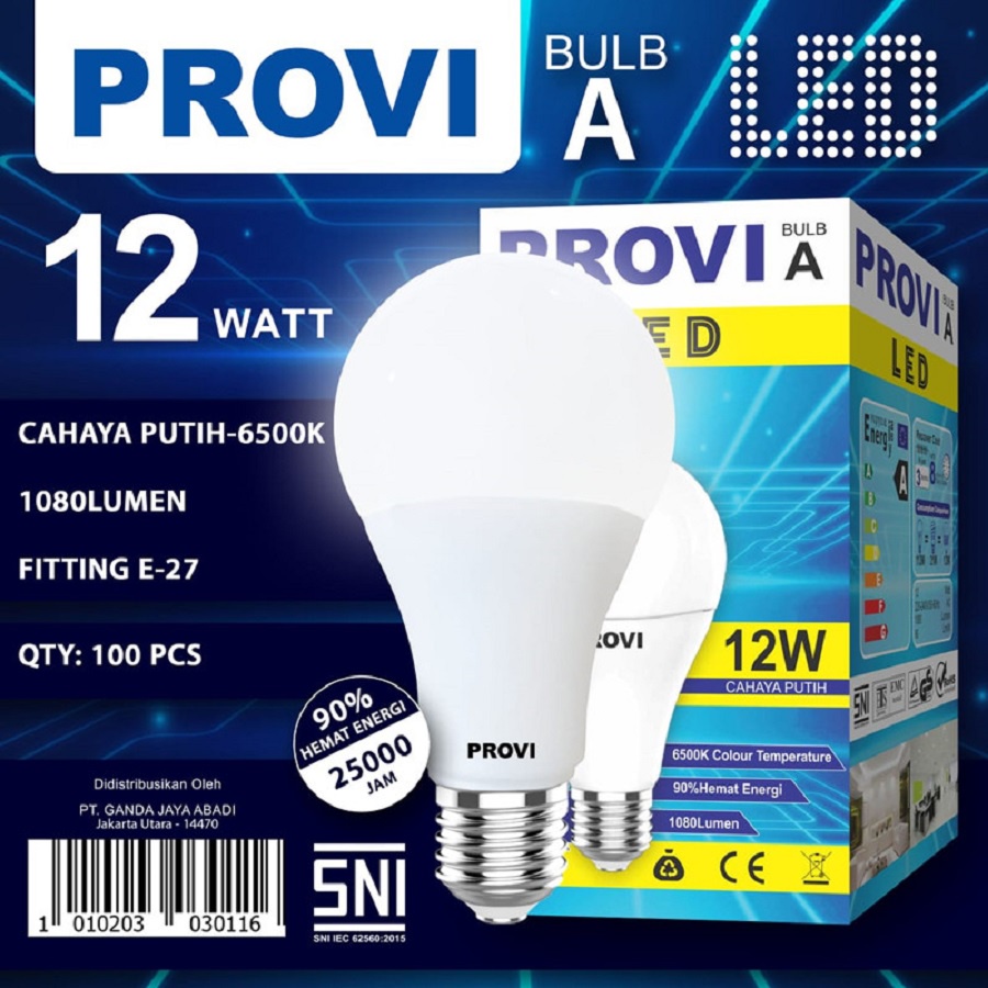 BOHLAM BOLA LAMPU LED PROVI 12W 12WATT GARANSI 1 TAHUN LAMPU LED BULB