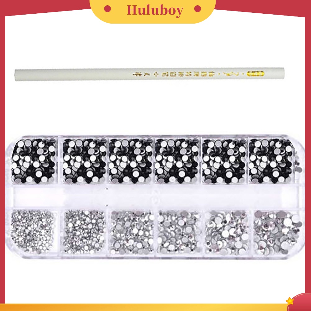 Huluboy Huluboy♡ 12 Warna Campur Berlian Imitasi Dengan Dotting Pen Untuk Dekorasi Nail Art