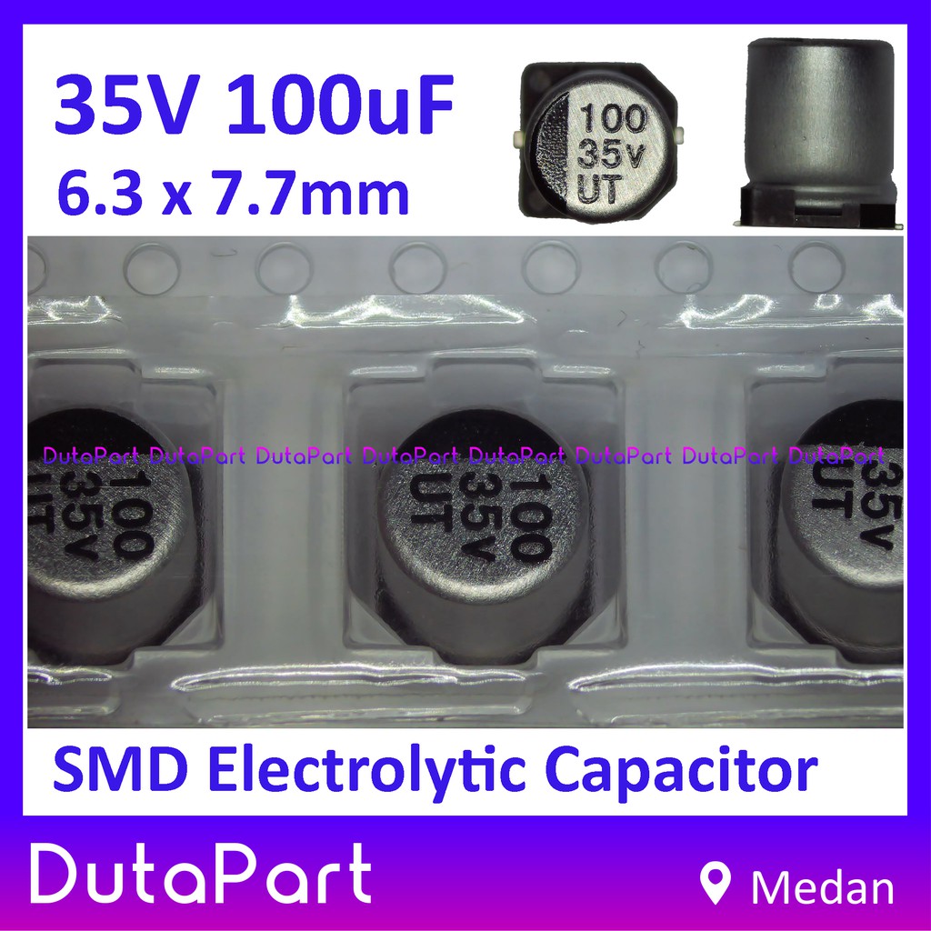 35V 100uF 6.3x7.7 SMD Aluminium Elco Capacitor Kapasitor Capasitor 100