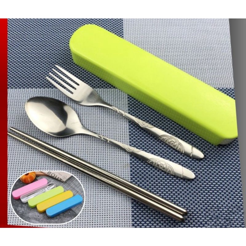 Set sendok garpu sumpit set steel stainless alat makan