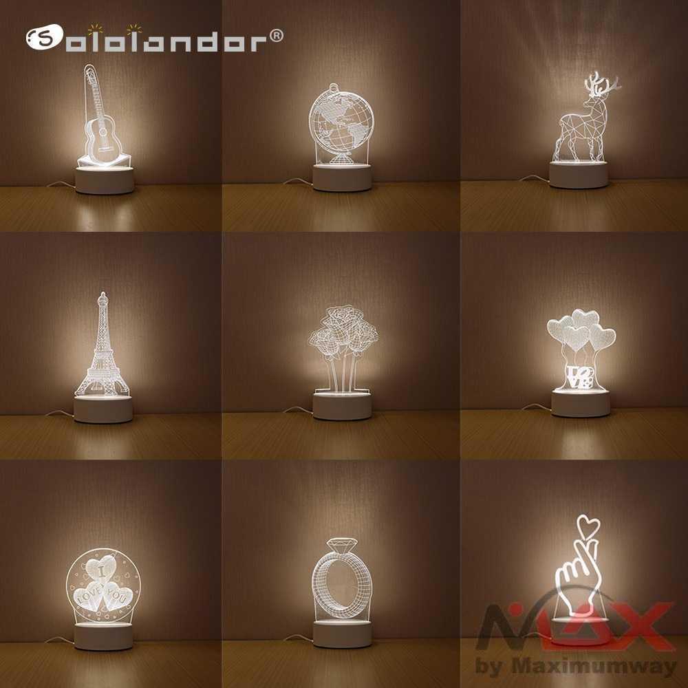 lampu hias 3D lampu tidur meja kamar tidur Lampu 3D LED Transparan Design lampu malam LD3200 Warna Putih 3D LED Lamp Creative 3D LED Night Lights Novelty Illusion Night Lamp 3D Illusion Table Lamp For Home Decorative Light