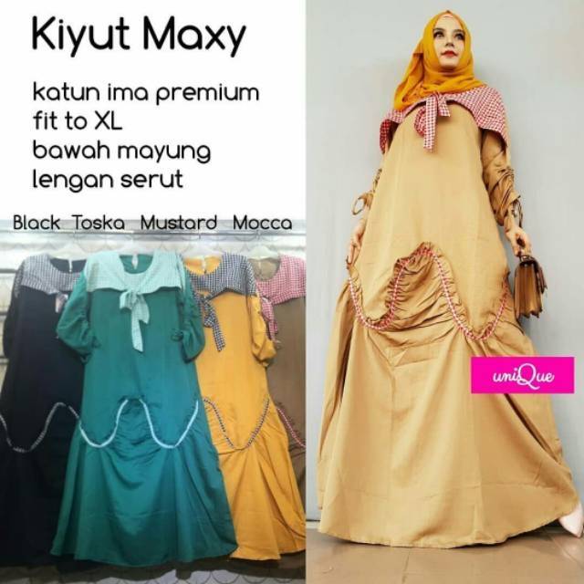 Kiyut Maxy, GAMIS MUSLIM WANITA CANTIK MODIS BAHAN KATUN IMA PREMIUM LD 106 TERMURAH OOTD