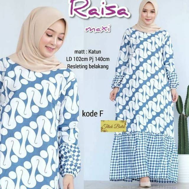 Gamis Katun Batik Motif Parang Indigo Murah COD
