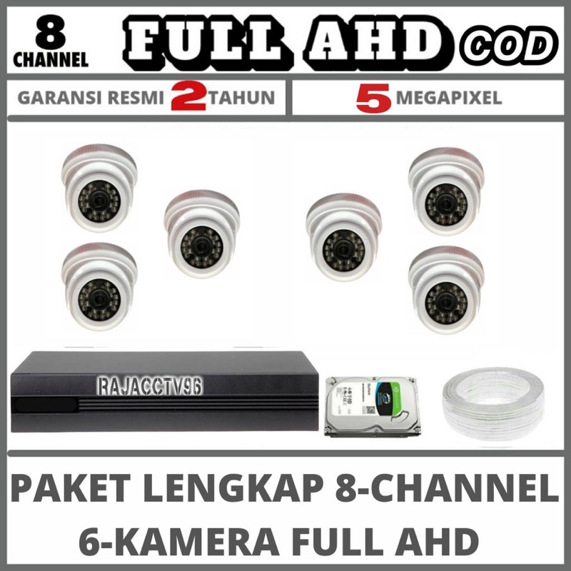 PAKET CCTV 8 CHANNEL 6 CAMERA 5MP FULL AHD 1080P KAMERA CCTV