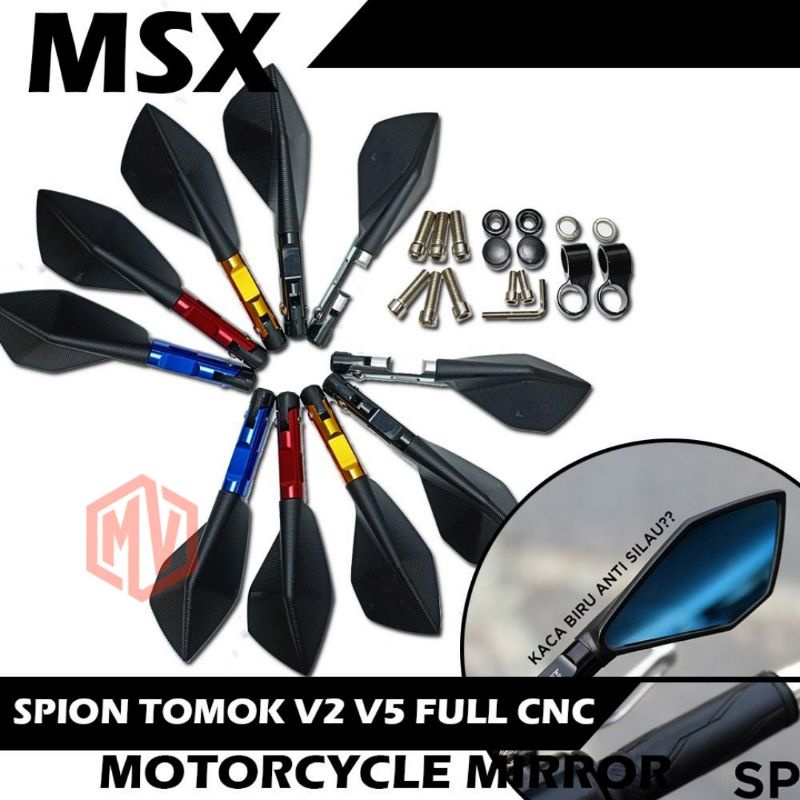 KACA SPION MOTOR SPION VARIASI MOTOR KACA BIRU  SPION TOMOK BAHAN FULL CNC COCOKNUNTUK SEMUA JENIS MOTOR MIO BEAT SCOOPY NMAX PCX AEROX VARIO 125 VARIO 150 VARIO 160 DLL