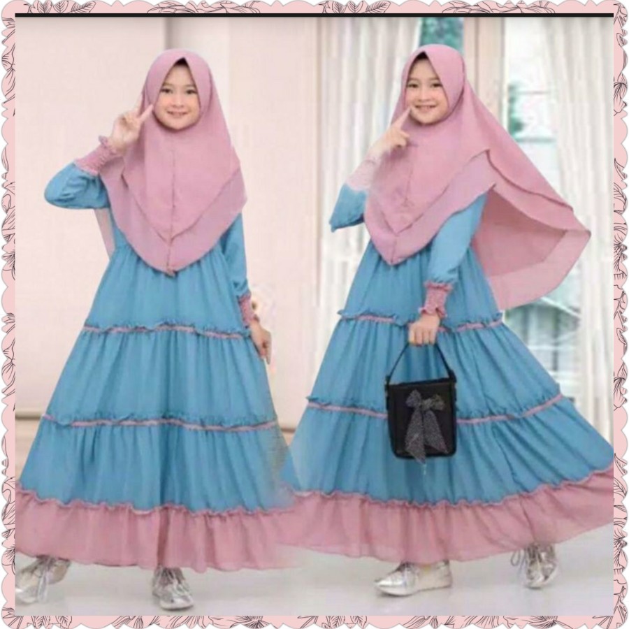 Gamis Anak Cewek AIRA kids (free Jilbab) usia Tanggung baju gamis muslim SYARI Lucu Polos Usia 12-14