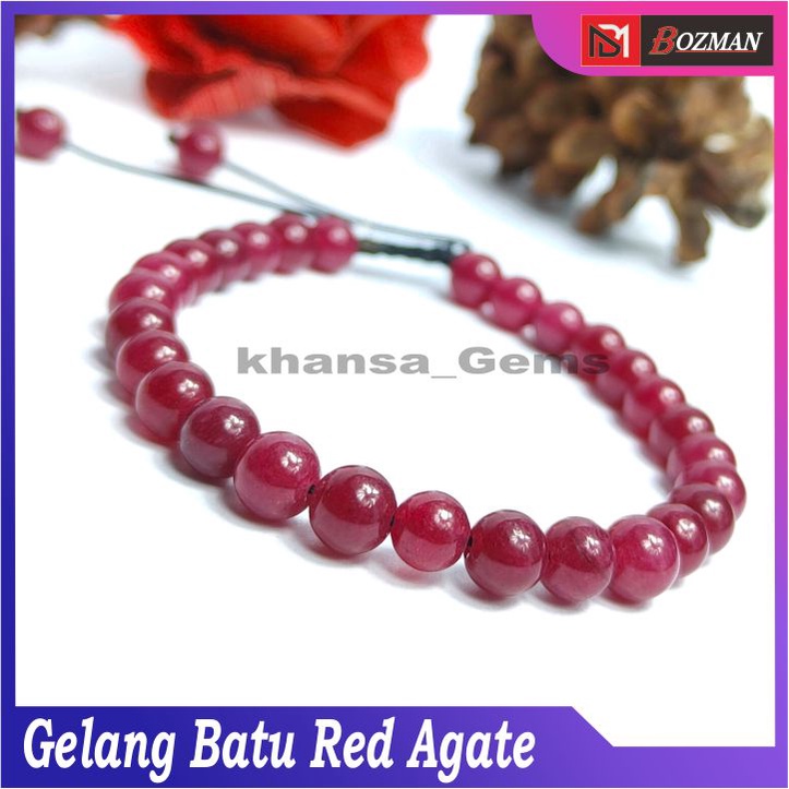 Gelang Tasbih Natural Red Agate Dim 6 Mm Model Tali Serut Tampil Keren Dan Gaya Aksesories Gelang Perhiasan Batu Giok