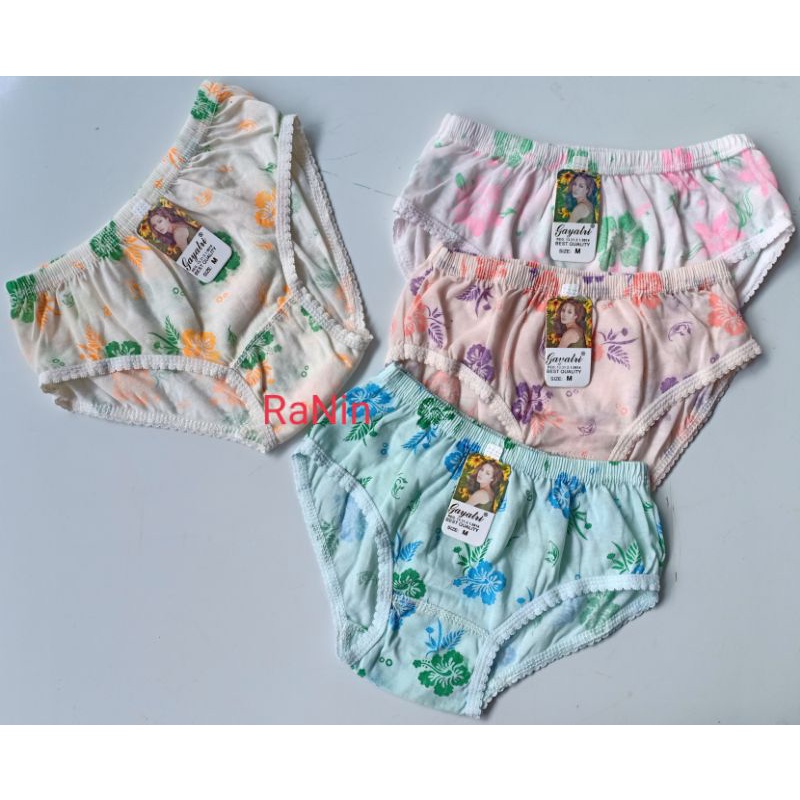 12 Pcs CD Celana Dalam Wanita Anak Remaja Dewasa Motif Bunga Intana Putri Yuliana