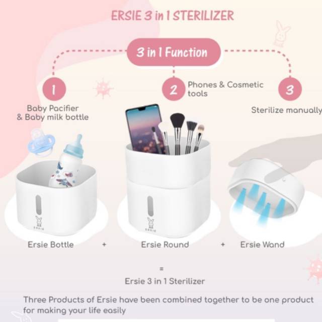 ERSIE 3 IN 1 STERILIZER : ALAT STERIL BOTOL SUSU , HP , GADGET DLM 1 ALAT