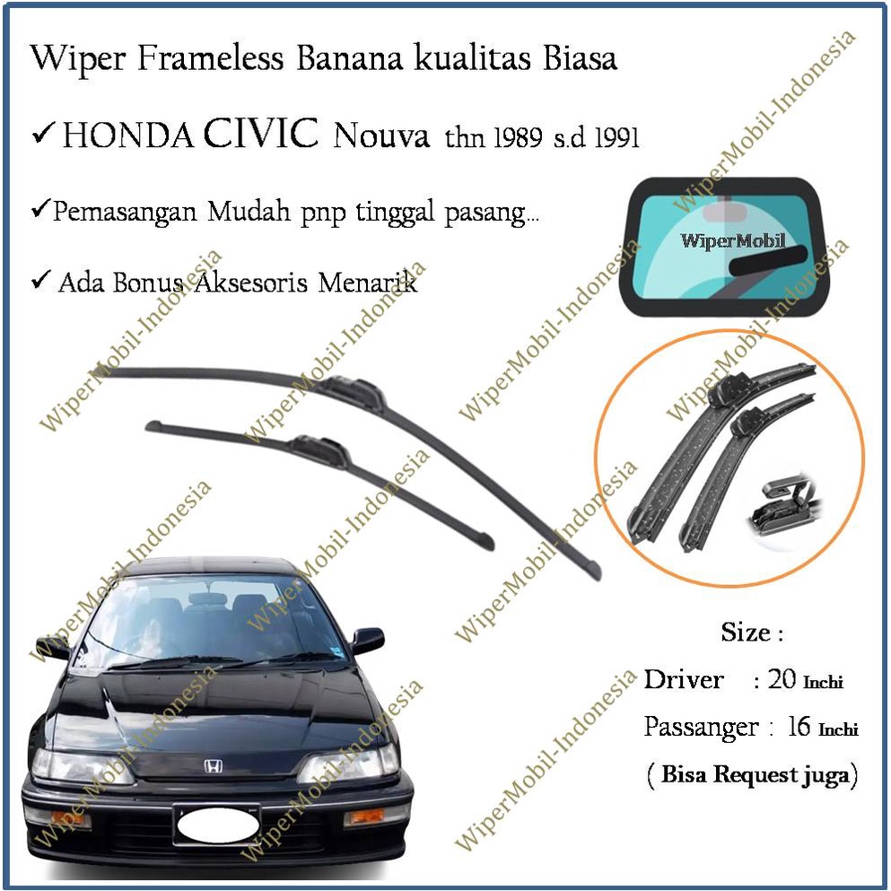 Wiper Banana Honda Civic Nouva 1988 1989 1990 1991