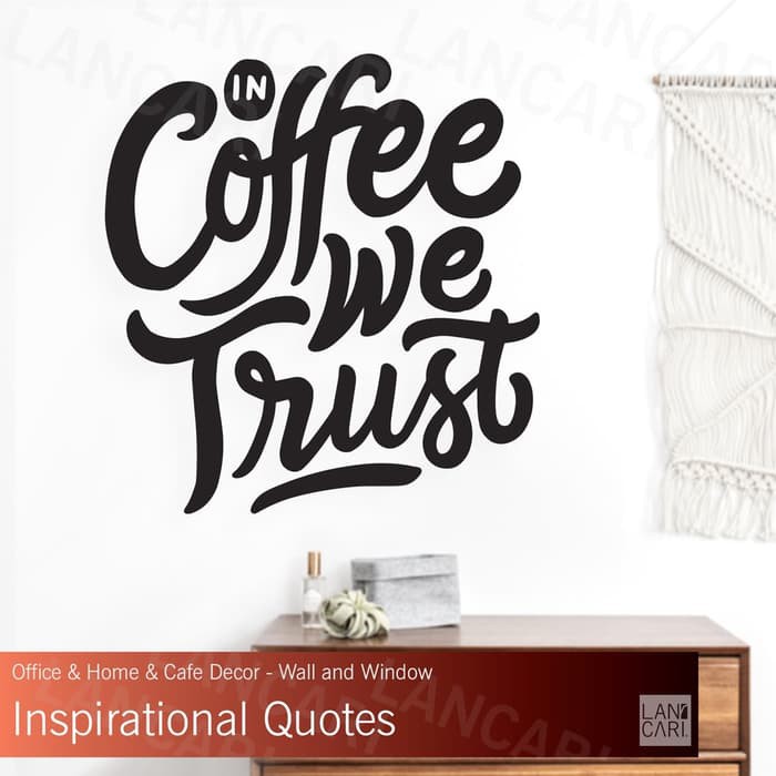 Sticker Cutting Coffee Quotes Dinding kaca Cafe Kopi Stiker kafe wall - Hitam LANCARI stiker dinding