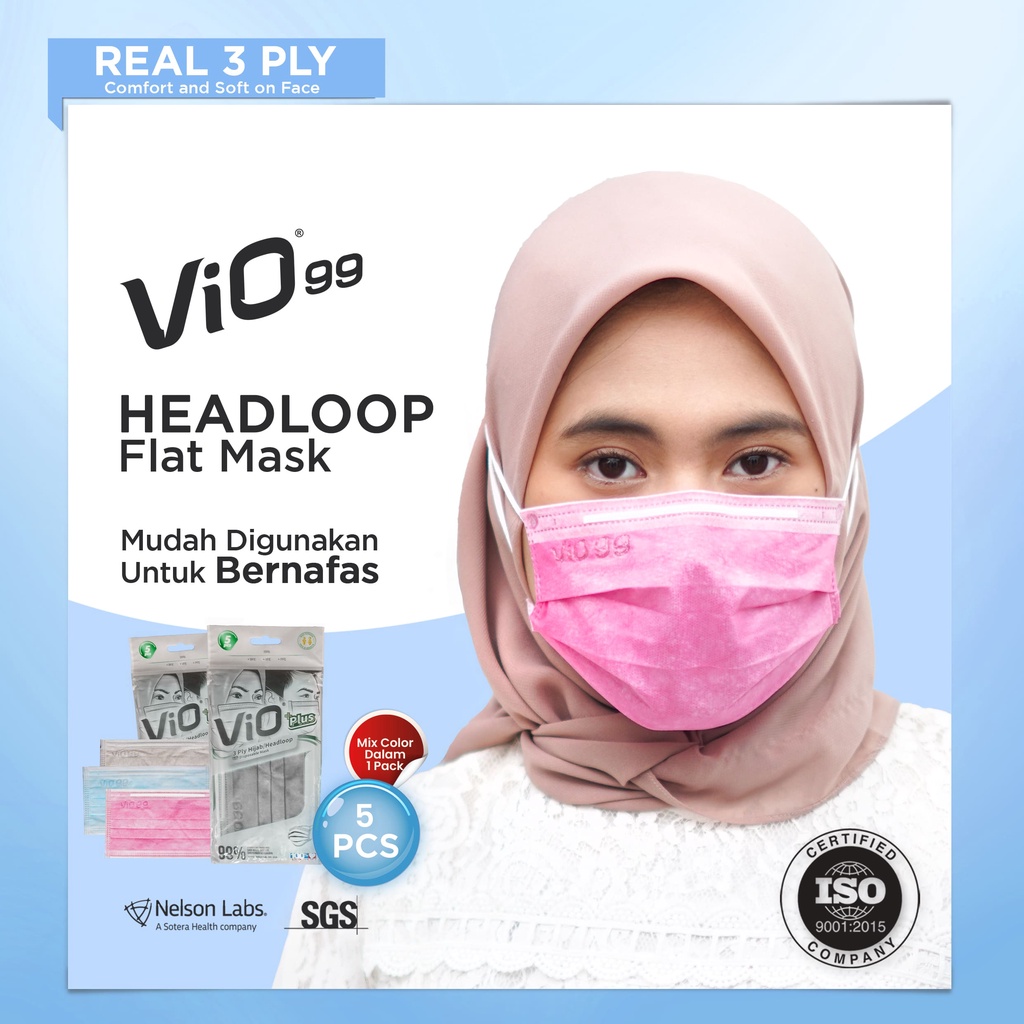 Vio Hijab Mask '5S 3 Ply masker medis kemasan pack isi 5pcs dalam 1 pack