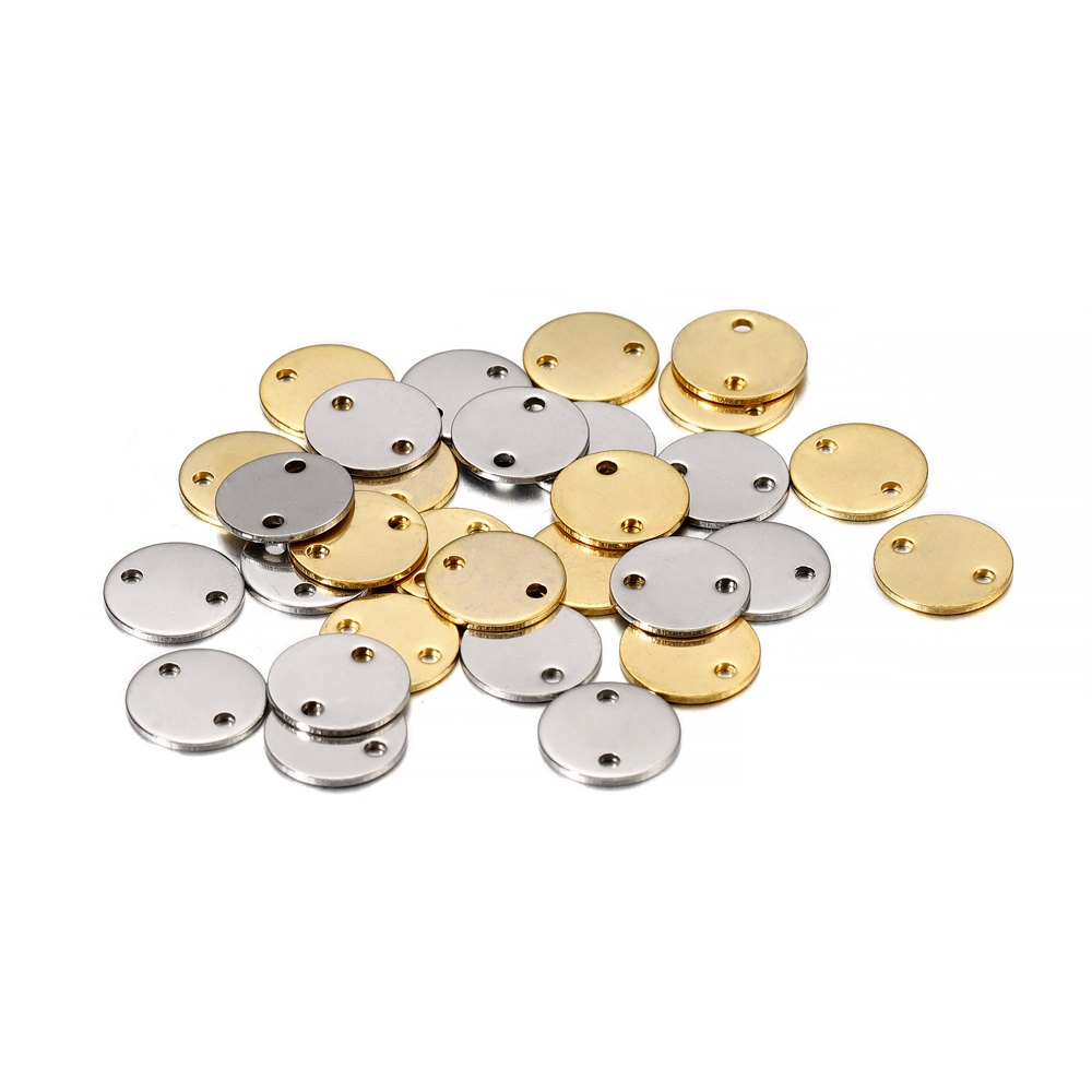 20pcs / set Liontin Lubang Ganda Bahan Stainless Steel Untuk Membuat Perhiasan