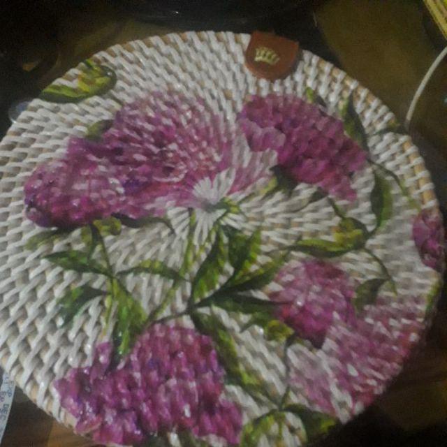 Tas Rotan Decoupage Motif Terbaru Tersedia Diameter 15cm, 18cm, 20cm