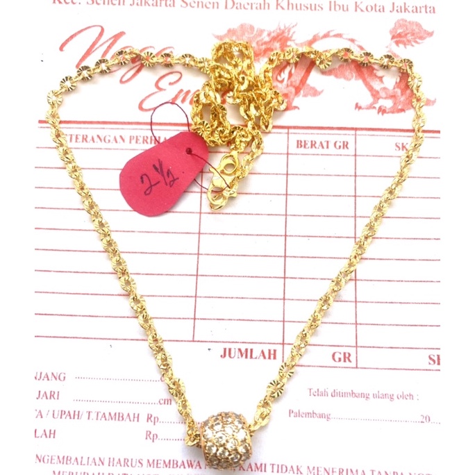 Emas Mudah Kadar 99,8 Kalung Nuri Bandul Bola Permata 2,5gr Tampa Surat Dari Toko