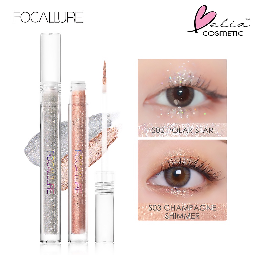 ❤ BELIA ❤ FOCALLURE Glittering Liquid Eyeshadow FA195 | Starlight Liquid Eyeshadow Shimmer Eye makeup | BPOM