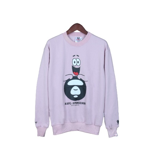 Jaket Sweater Crewneck APE X SPONGEBOB – Pink Edition Fashion Trendy Casual Pria Good Brand Quality