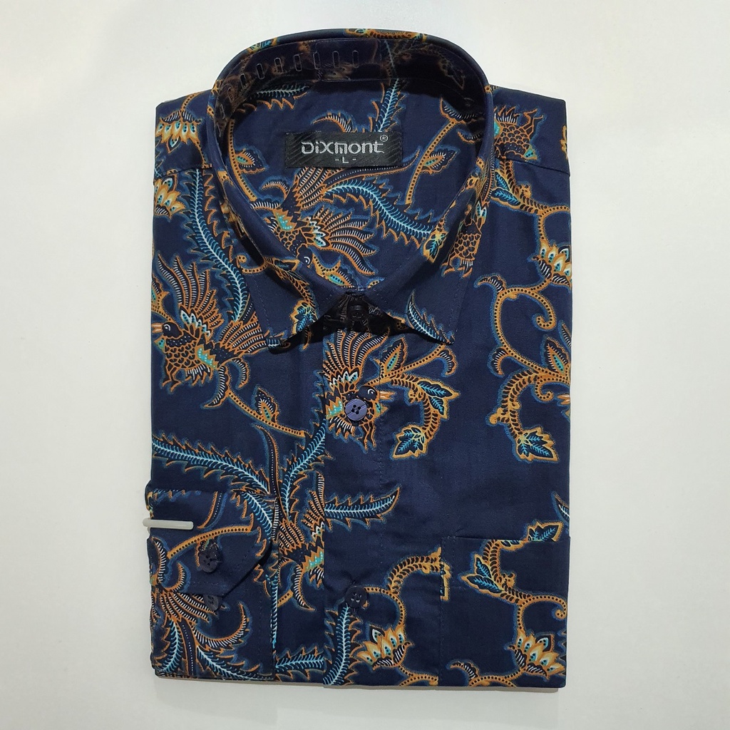 Kemeja Batik Pria Lengan Panjang BL08 Katun Modern Dixmont Semi Slimfit Premium