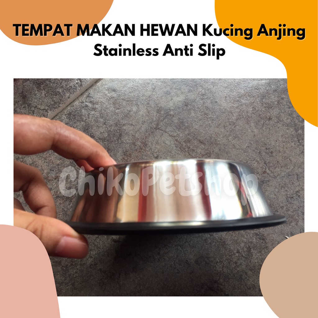 Tempat Makan dan Minum stainless stenlis anti slip untuk Kucing Anjing