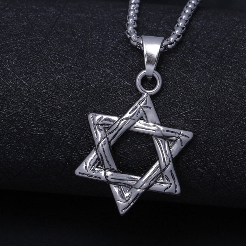 Kalung Rantai Liontin Hexagram Gaya Hip Hop Untuk Unisex