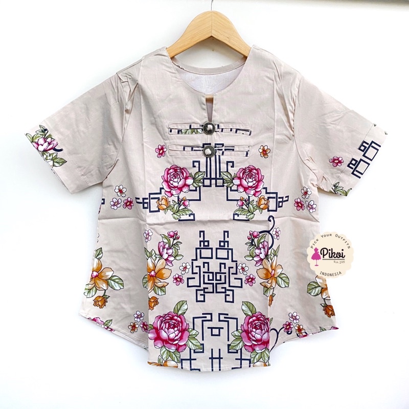 baju batik wanita modern / seragam atasan batik kantor / blouse batik katun lengan pendek murah 020