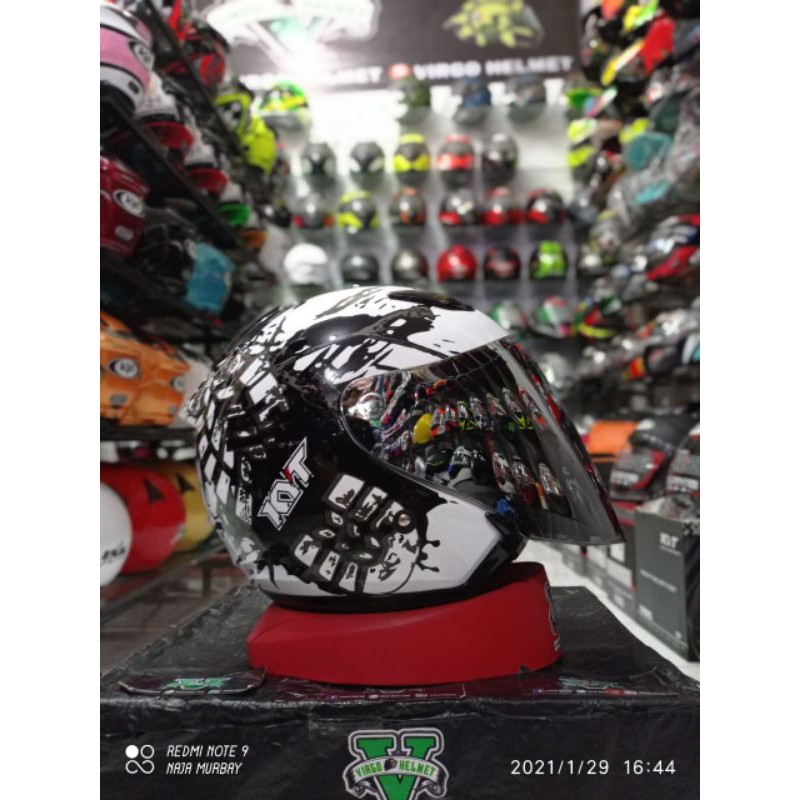 Helm KYT DJ maru motif +visor venom silver include visor ori