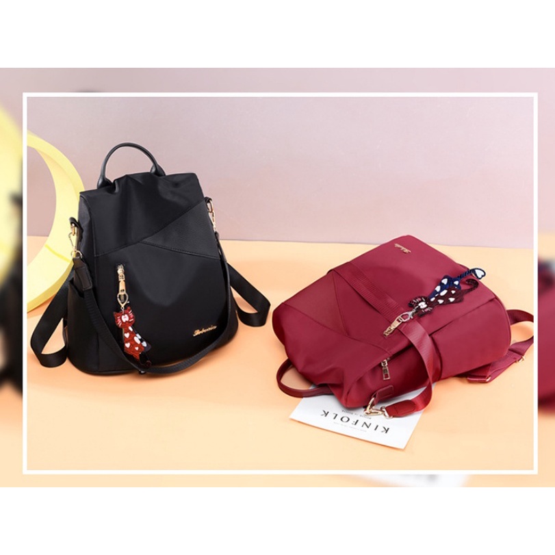 BJ16093 - BLACK/BLUE/GRAY/RED - TAS RANSEL PUNGGUNG BACKPACK TAS SEKOLAH TAS KULIAH RANSEL NYLON PARASUT RINGAN IMPORT TERMURAH TERLARIS JAKARTA ELJ6093 BQ2735 GT1925