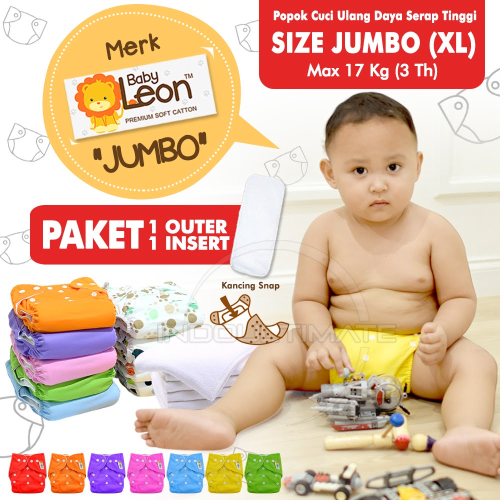 Clodi Jumbo XL-Reguler Size Popok Bayi Cloth Diaper BABY LEON Clodi Kain Cuci Ulang Baru Lahir New born Murah Clodi Bayi Popok Kain Celana Baru Lahir New Born