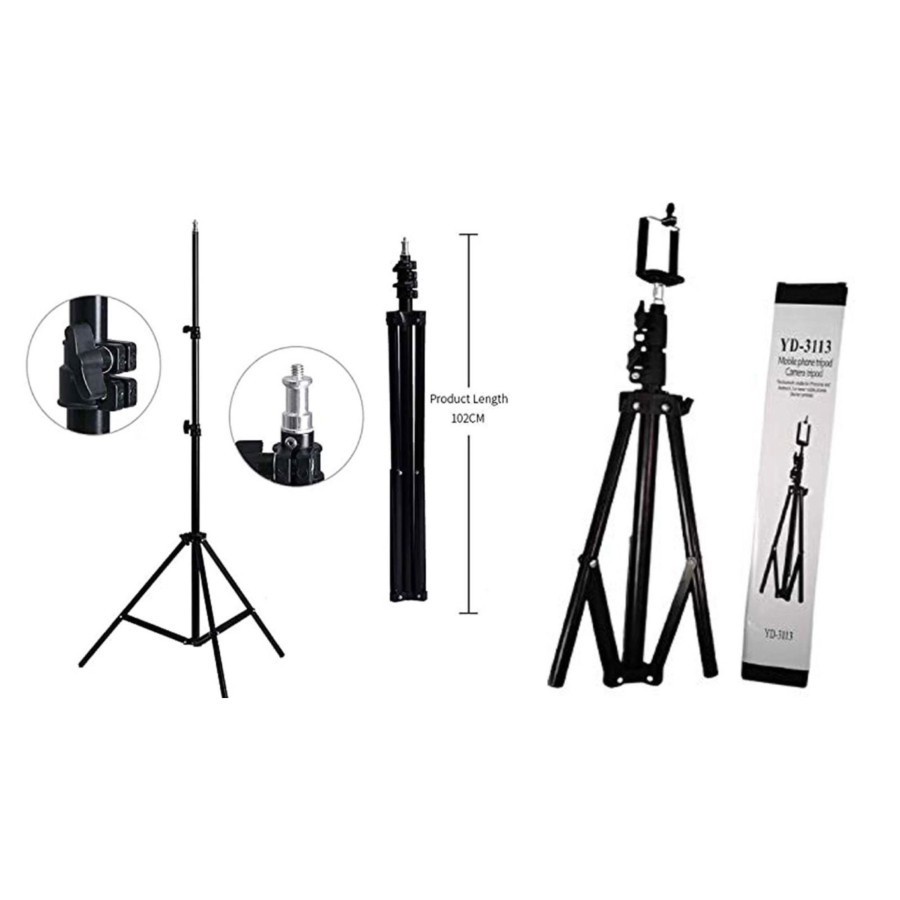 Tripod Besi 3113 3118 3130 Kamera / Handphone 1.1 Meter Warna Hitam phone holder free holder u tripod 1 meter bahan besi