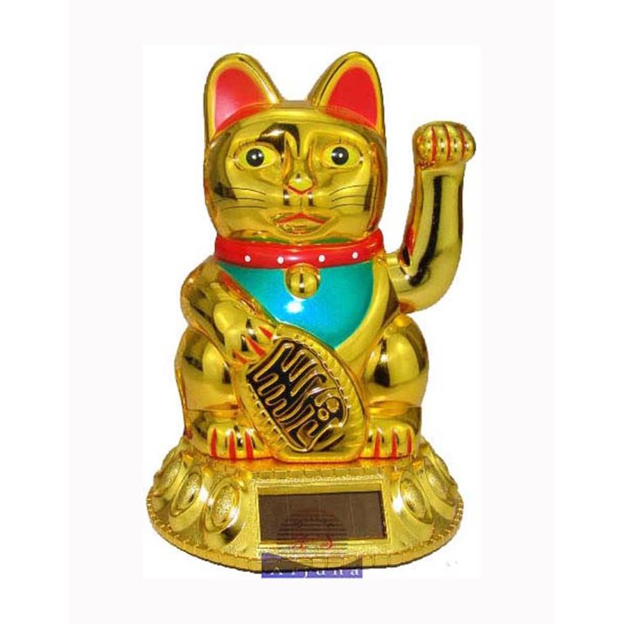 pajangan solar kucing rejeki /kucing hoki /lucky cat 10.5cm