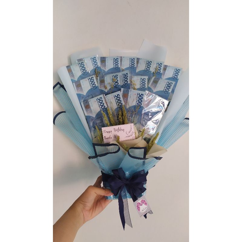 Bouquet Uang (Rupiah) Pecahan 50rb  /  Money Hand Bouquet  /  Graduation Bouquet   / Wedding Bouquet