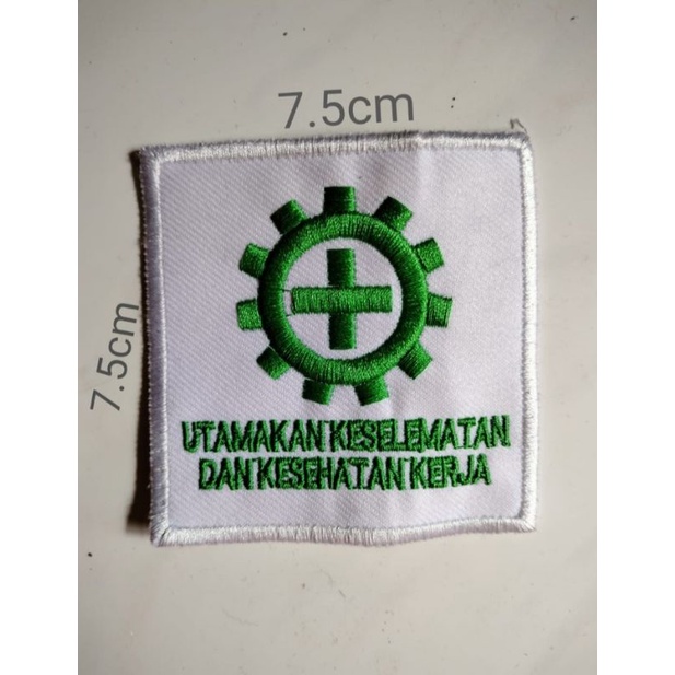 LAMBANG K3 BESAR KOTAK SAFETY 7.5 X 7.5 CM EMBLEM LOGO BORDIR