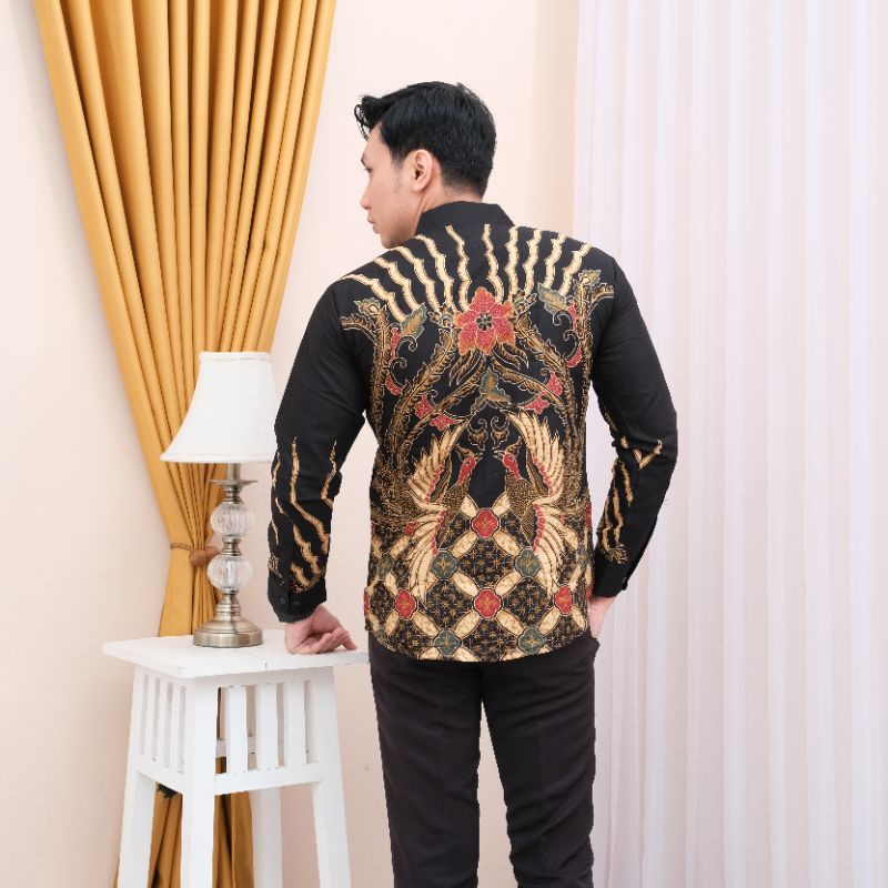 Atasan Kemeja Batik Pria Modern Slimfit Premium Solo Pabrik Batik prabuseno Premium Batik MTF03