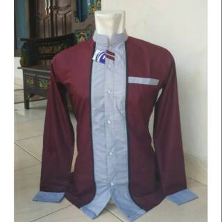 Baju Koko Seragan Hadroh Dewasa kombinasi Maroon dan Abu Baju Koko Seragan Hadroh Dewasa kombinasi Maroon dan Abu